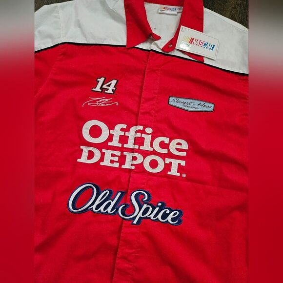 NWT NASCAR Snap Button Shirt Office Depot Old Spice #14 Tony Stewart Mens Large - Picture 2 of 9